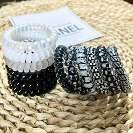 Lazos en espiral para el cabello sin arrugas, coloridos lazos para el cabello sin rastro, lazos elásticos para el cabello, cordones para el teléfono, bobinas impermeables para mujeres y niñas, bobinas de pelo sin arrugas, multicolor, 12 unidades (color G