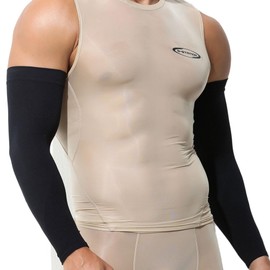 G Station Arm Cover, Set of 2, Made in Japan, Sustained Cooling Sensation, Sunscreen, Men's, Women's, Cool, Absorbent, Quick Drying, Golf, Baseball, Running, Sports, Arm Cover, Black