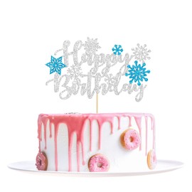 Decoración para tarta de cumpleaños con diseño de copo de nieve, ideal para invierno, país de las maravillas, feliz cumpleaños, congelado, decoración para tarta de cumpleaños, copo de nieve, invierno, país de las maravillas, suministros para fiestas, col