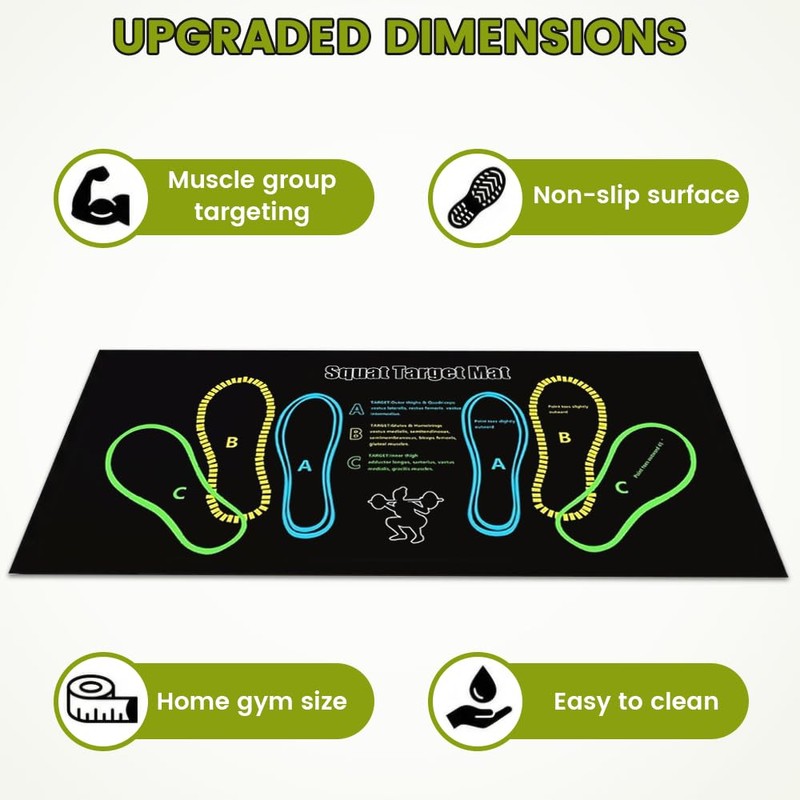 Squat Mat with Foot Position, 31.5" x 13.8" Non-Slip Exercise