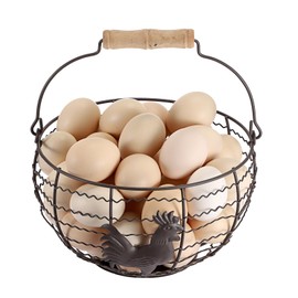 Farmhouse Egg 8'' Basket for Gathering Fresh Eggs, Wire Egg Basket