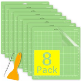 Weliu Cutting Mat for Cricut 12x12 Inch (8 Pack) - Standard Green Sticky Mat for Cricut Maker/Explore Air 2/Air/One - Includes Hook Tool & Scraper for Vinyl, Cardstock, Fabric