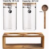 Yangbaga Glass Coffee Container with Wooden Shelf,2×45OZ Coffee and Sugar