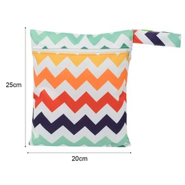 Lotsdonxia Portable Waterproof Wet Bag Reusable Zippered Lightweight Durable On-The-Go Storage Pouch for Nappies Wet Clothes Swimwear Travel (Wave Pattern)