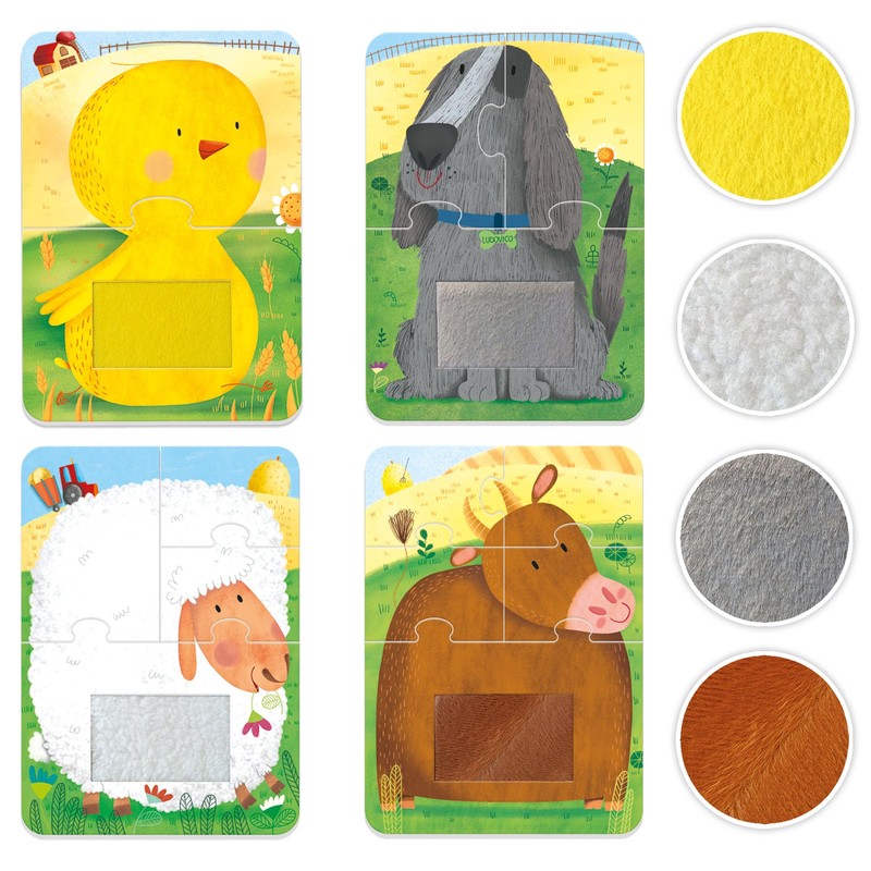 HEADU - 4 Tactile Puzzle Farm, Tocca e ricomponi!, Puzzle