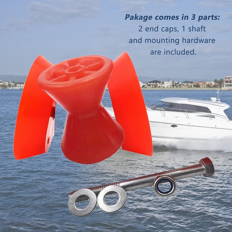 UISKEDS 3" Marine Trailer Poly Bow Roller, 1/2" Shaft Non-Marking