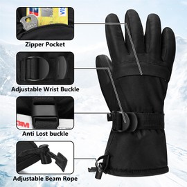 Ski Gloves, Warmest Waterproof and Breathable Snow Gloves for Cold Weather, Fits Both Men & Women,for Parent Child Kids Outdoor
