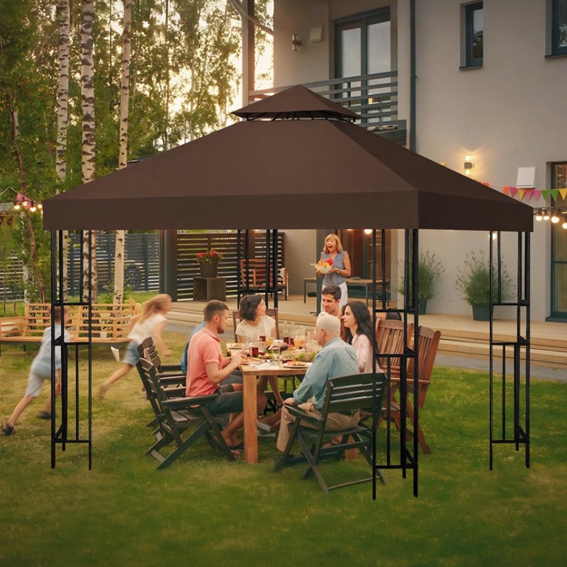 10x10 Canopy Replacement top Double Tiered Polyester Replacement Canopy for