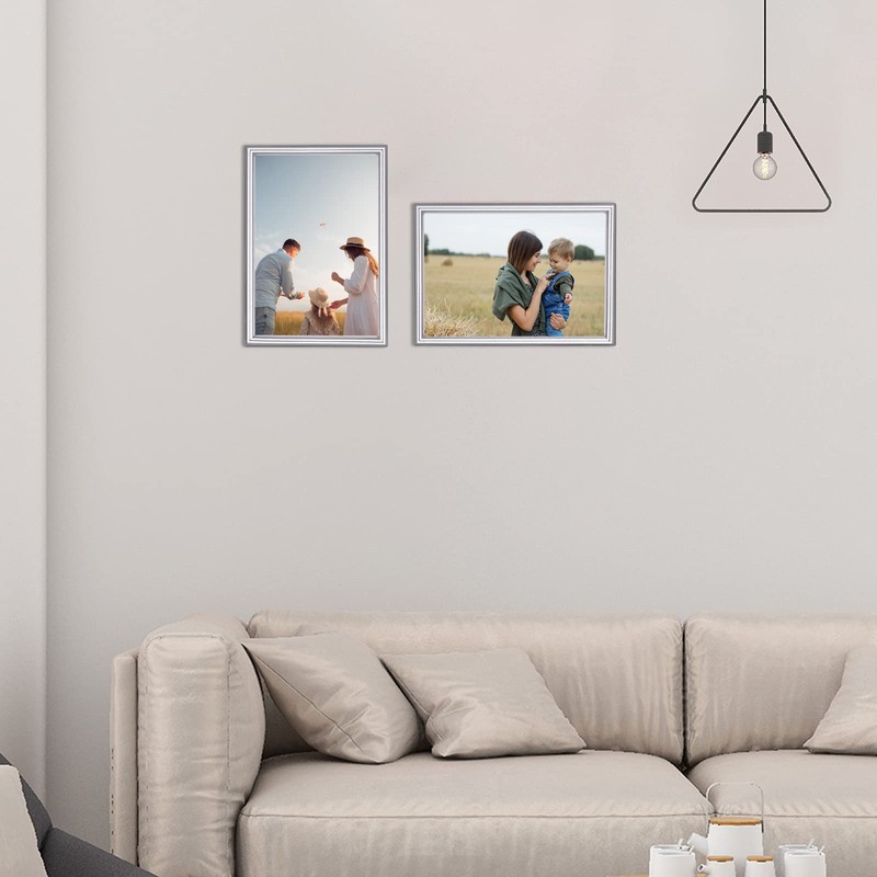 Autjvy 3.5x5 Picture Frame Silver Brushed Modern Simple Thin Aluminum
