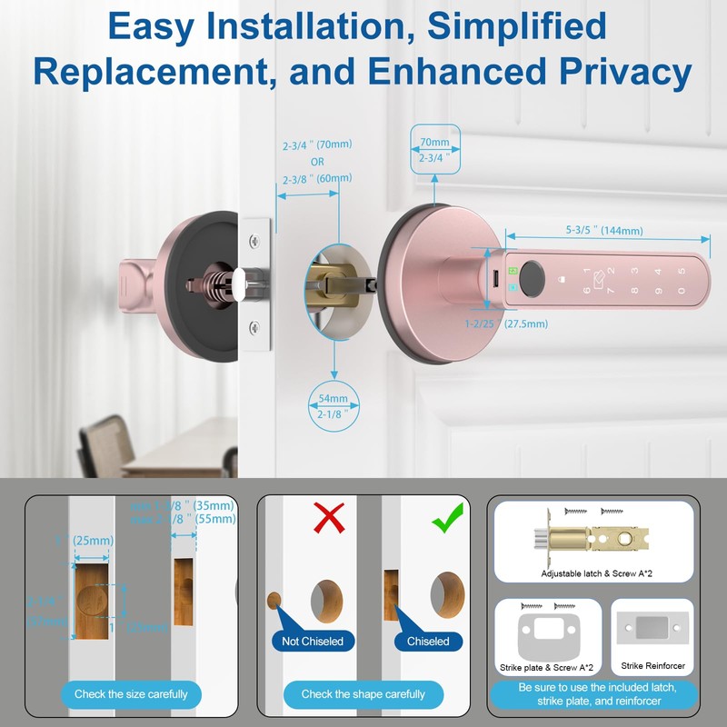 Gavdhe Fingerprint Door Lock Smart Fingerprint Door Knob with Keyless