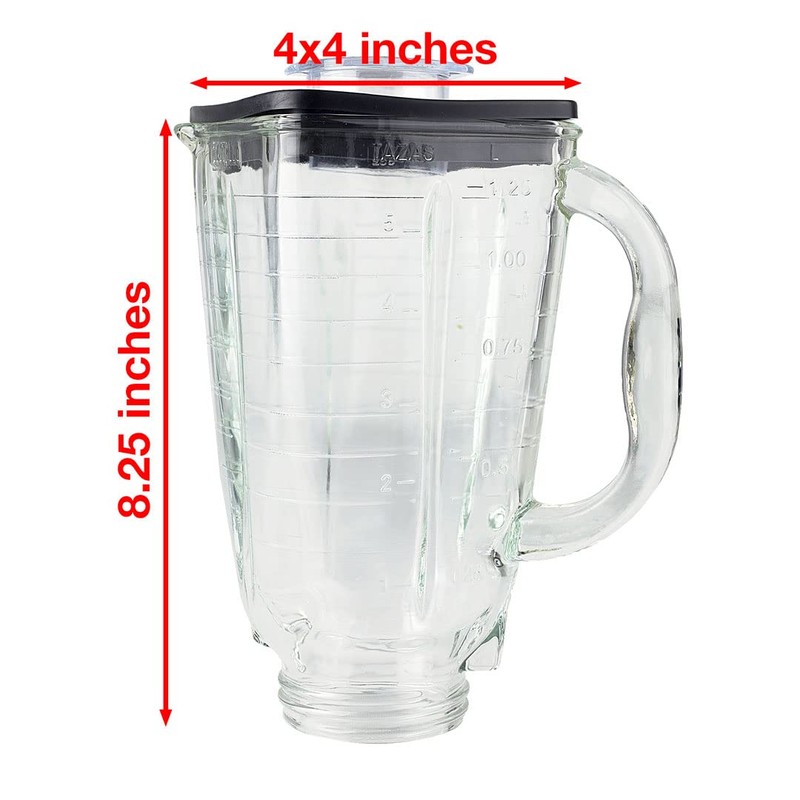 5-Cup Square Top Glass Jar 7-Piece Replacement Set Compatible with