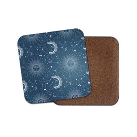 1 x Pretty Sun & Moon Coaster - Astronomy Astrology Blue Stars Space Fun #12476