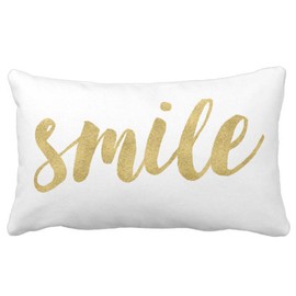 Emvency Throw Pillow Cover Stylish Fun Smile in Gold Decorative Decorative Pillow Case Modern Home Decor Rectangle Queen Size 20x30 Inch Cushion Pillowcase