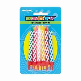 Stylish Spiral Birthday Candles with Reusable Holders - (Pack of 12) - Vibrant Multicolor & Premium Quality Wax- Perfect for Celebrations