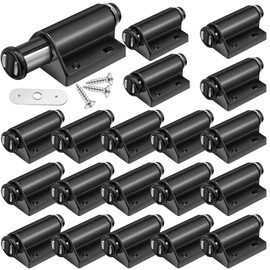 Gisafai 20 Pcs Magnetic Push to Open Door Latches Magnetic Touch Latch with Hardware Pop Out Push Latches for Cabinets Drawer Push Catch for Furniture Closet Door Kitchen (Black)