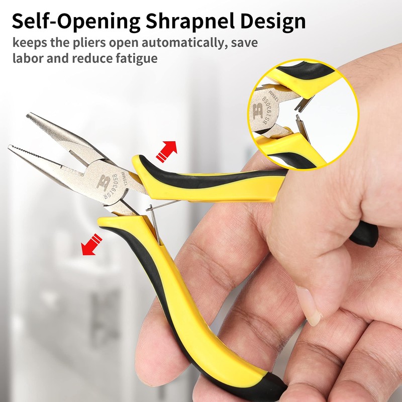 BOSI TOOLS 6-piece Mini Pliers Set, Needle Nose Pliers, Diagonal