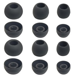 Silicone Universal Earbuds Tips Replacement for True Wireless Ear Tips Replacement Fit 4.5mm-6mm Nozzle 6 Pairs LMS Black
