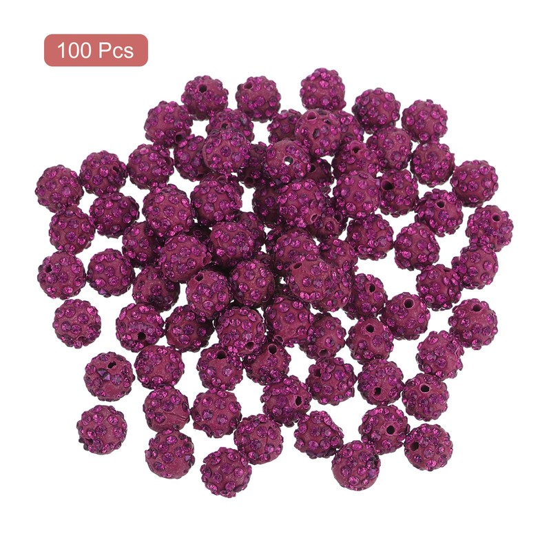 sourcing map 100Pcs 10mm Rhinestone Clay Beads, Polymer Clay Crystal