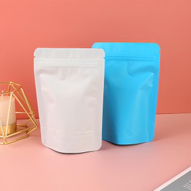 Mylar Bags,100 Pcs Resealable Bags Stand Up,Ziplock Bags White Food Bags Zip Seal, Smell Proof Bag,Mylar Bags 3.5 Heat Seal Packaging Baggies for Food Storage (White, 10x15cm - 100pcs)