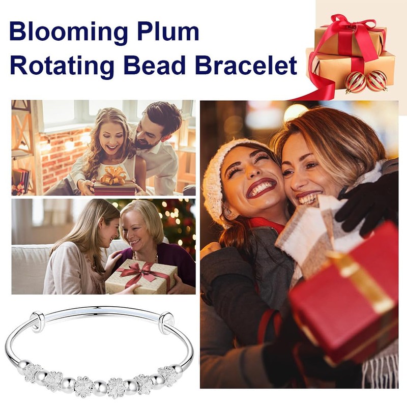 VJUYSW Jewellery Women's Bangle Silver Bangle Rotating Cubic Zirconia Simple