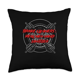 Garage Maintenance Man Car Lover Funny Brake Cleaners Real Men Hand Sanitizer Car Mechanic Auto Throw Pillow, 18x18, Multicolor
