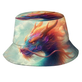Dragon Fisherman Caps for Women Men Funny Dragon Hat Fashion Summer Travel Beach Bucket Hats Sun Hat for Hiking Fishing Outdoor