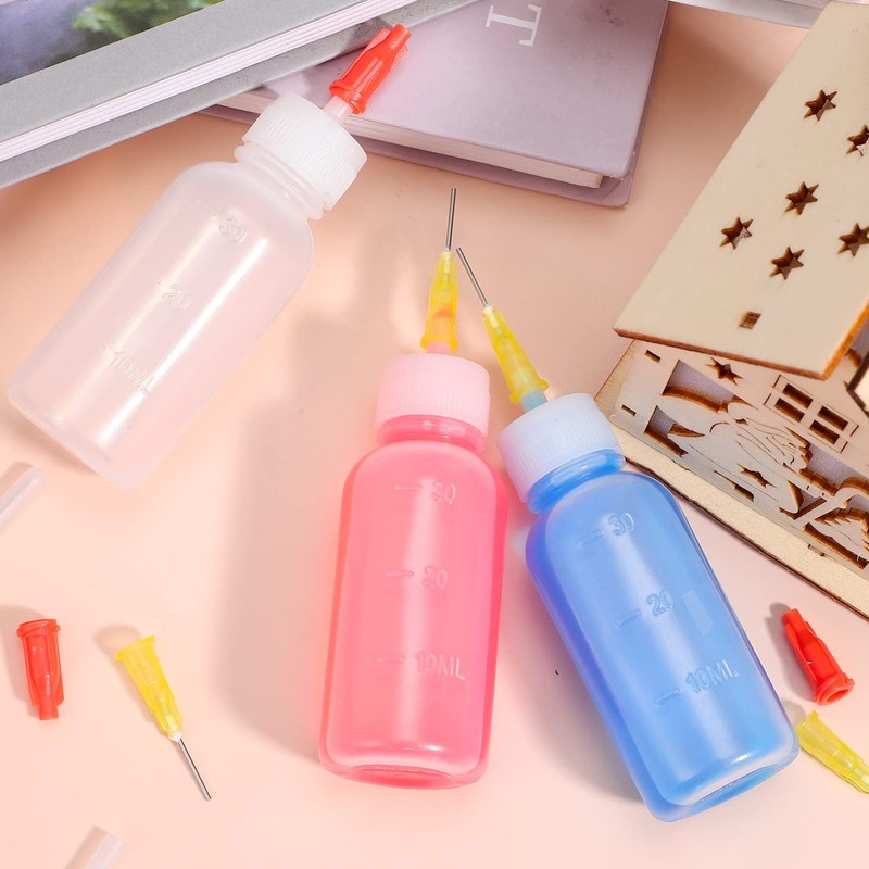 Ciieeo 6sets Glue Applicator Bottles Squeeze Dispenser Caps for Inks