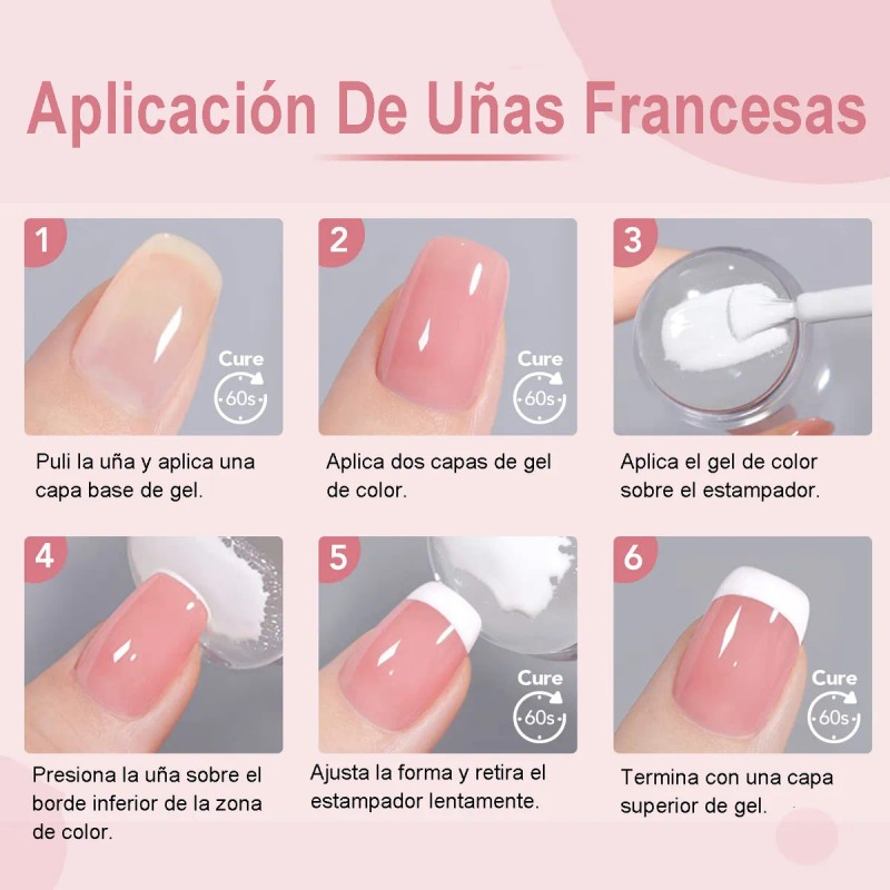 Sello Manicura Esmaltado Francés Semipermanente Gel Esmalte