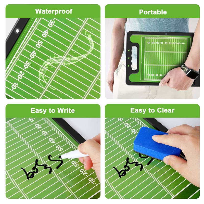 Pure Vie Premium Double-Sided Football Coaching Board Rugby Tactics Clipboard