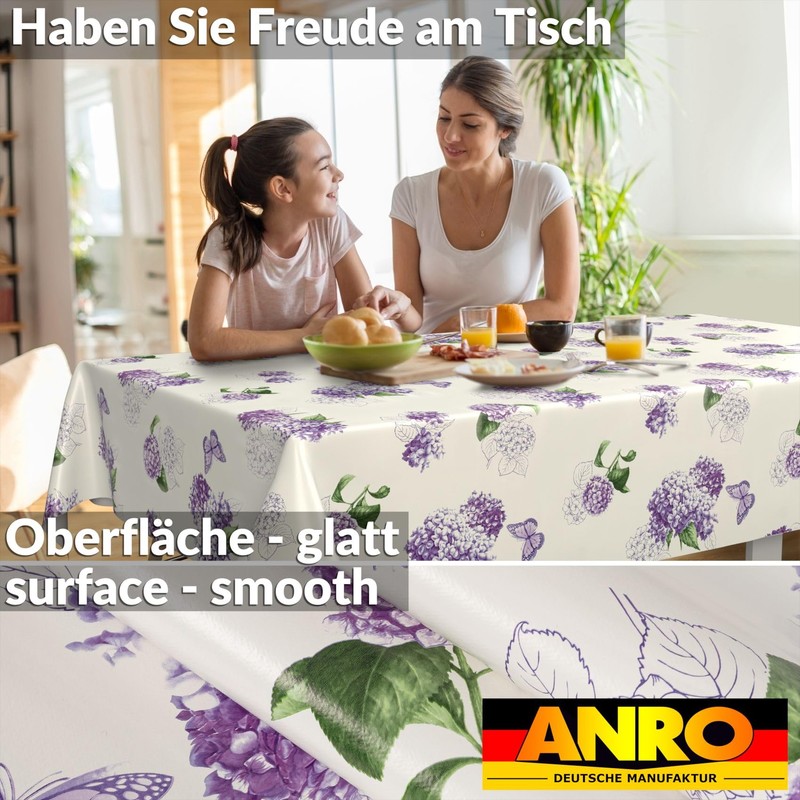 ANRO Oilcloth Tablecloth Wax Tablecloth Washable Garden Tablecloth Round Oval