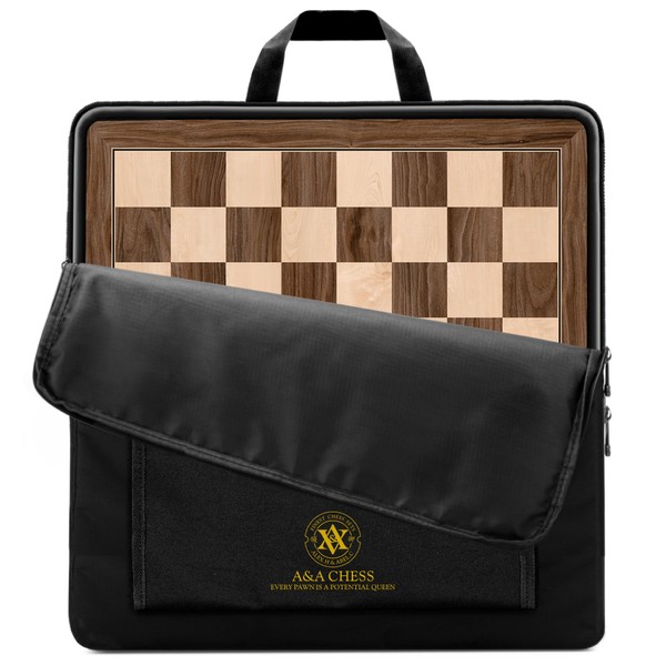 A&A 21.25" Professional Wooden Tournament Chess Board/Walnut & Maple Inlaid
