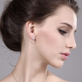 Gem Stone King 1.67 Cttw White Moissanite Dangle Earrings For Women | 925 Sterling Silver | Round 5MM | Fine Jewelry Gifts for Her Mom Women Wife