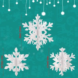 Qpout 12Pcs Winter Christmas Hanging Snowflake Decorations White 3D Paper Snowflakes Hanging Garland for Winter Wonderland Froze Christmas Holiday Home Birthday Party Supplies