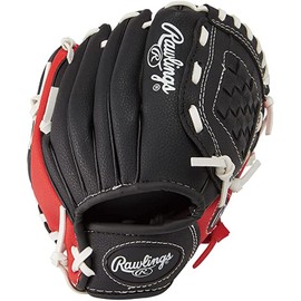 Rawlings Kids Baseball Glove (9" / Toddler) with Training Ball Right Throw JPL91 Scarlet/Black