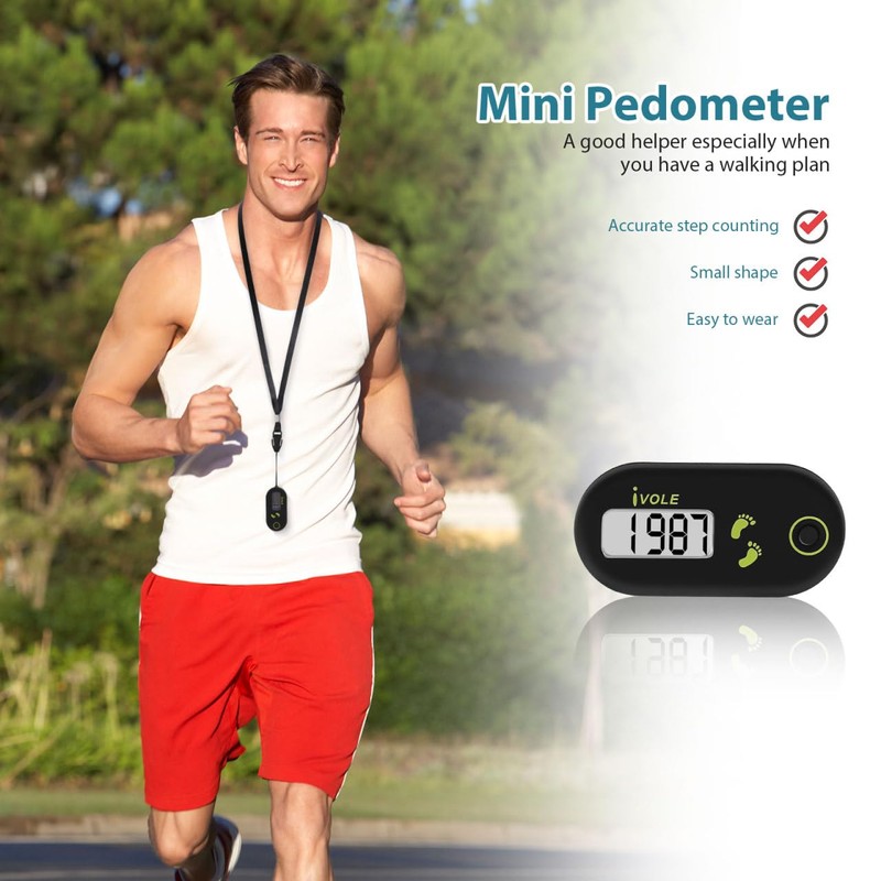 Kisangel Clip on Step Counter for Walking, Mini 3D Pedometer,