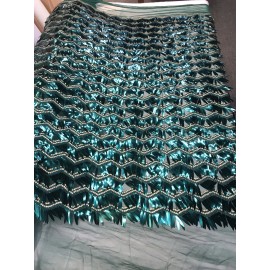 NEW CREATIONS FABRIC AND FOAM INC HUNTER GREEN CHEVRON EMBROIDERY WITH LONG SEQUINS ON A MESH-SOLD BY THE YARD.
