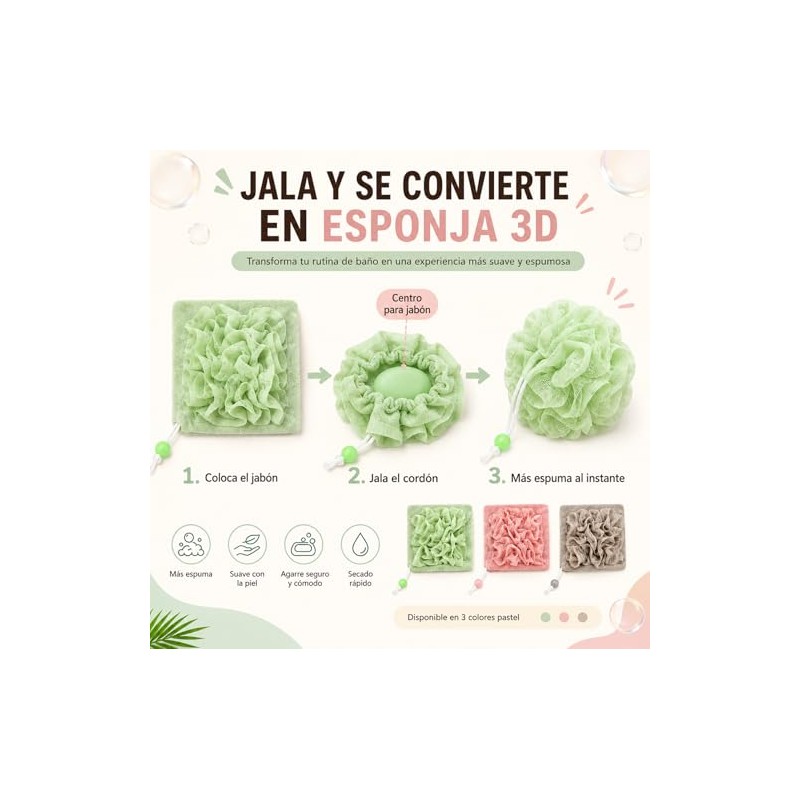 Juego Esponjas Baño Esponja Suave Cuadrada Exfoliación Limpieza Profunda Adecuado
