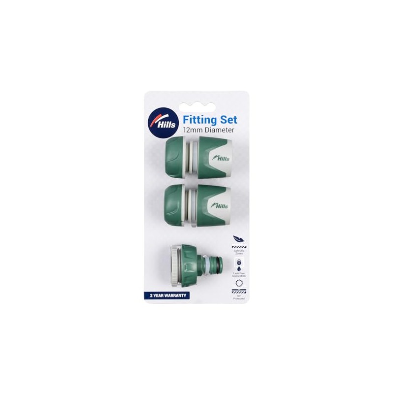 Hills Plastic Garden Watering Hose Fitting Set, 12 mm (3-Pieces)