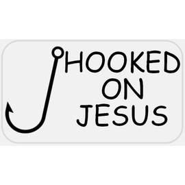 Hooked On Jesus - 25 Stickers Pack 2.25 x 1.25 inches - Christian Religious