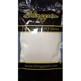 Blinggasm Premium Solvent Resistant Polyester Glitter 3.5 oz by Weight .008 or .015 for Tumblers Crafts Nails Cosmetics Body Paint (Metallic #62 B01100 Pure White, .015 (1/64") 3.5 oz)