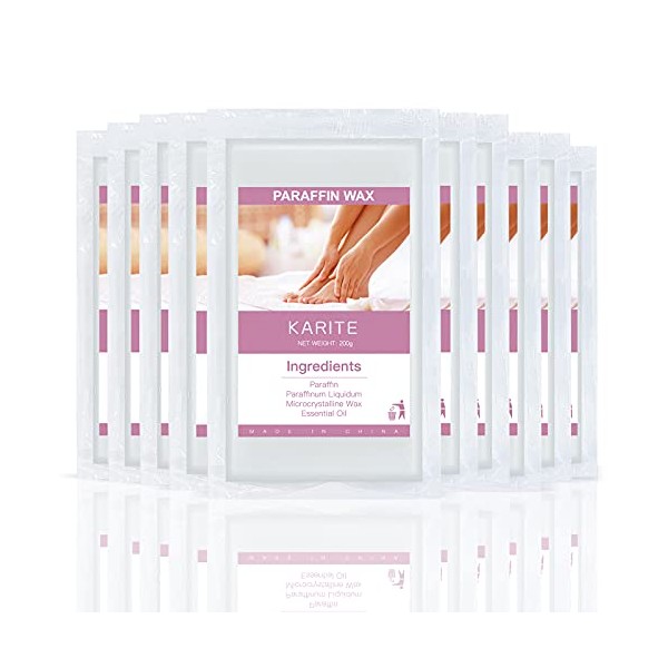 KARITE Paraffin Wax Refills, 10 Pack Paraffin Wax Beads Blocks for Paraffin Bath, Paraffin Wax Machine Refills for Hand Feet Dry Skin, Relieve Stiff Muscles and Pain, Deep Hydration（ScentFree）