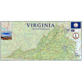 Physical Map of Virginia State - 11.3 x 23.3 Inches - Paper Laminated