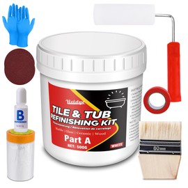 Tub and Tile Refinishing Kit, 17.6oz Tub Refinishing Kit with Complete Tools and Hardener, Tile Paint for Bathtub, Countertop, Sink, Floor, Wall, Kitchen, Gloss White, Waterproof ＆ Voc Free