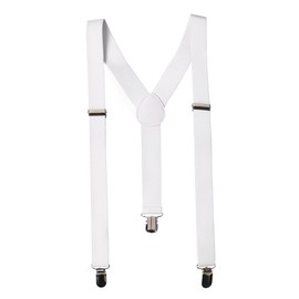 Coveryourhair Women's Solid Suspenders Stylish And Practical Solid Suspenders One Size White With Silver Clips