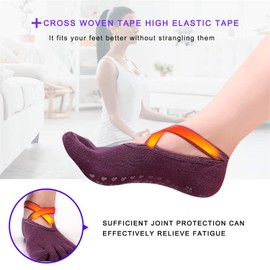 Win.Deeper Yoga Socks, 5 Toe Socks, Anti-slip, Women's Socks, Sports, Outdoor, 8.7 - 9.8 inches (22 - 25 cm), 4 Pairs Set (Set C), Set C