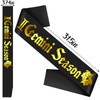 JXYCBZYing Gemini Season Sash with Gold Foil, Black Zodiac Gemini
