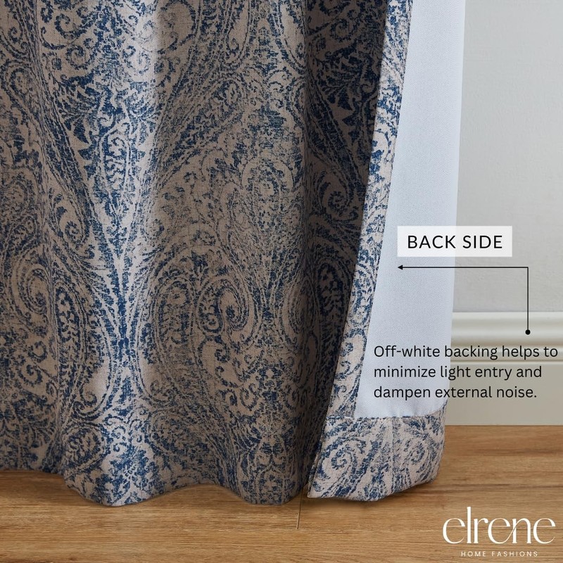 Elrene Home Fashions Vittoria Paisley Floral Printed Blackout Window Curtain