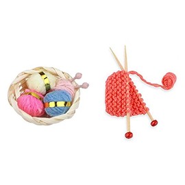 Cutemini 1:12 Scale Accessories Dollhouse Woolen Yarn Knitting Miniature Knitting Basket Simulation Decoration Favors Supplies (A)