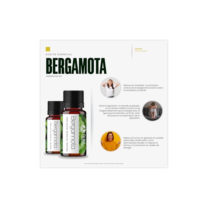 VIDA SCENTS OLEOS Aceite Esencial de Bergamota 10 ML 100%