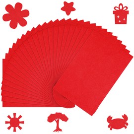 CHRORINE 25 Pcs Assorted Color Felt Fabric Sheets 8" x 12" Soft Felt Fabric Sheet for Crafts DIY Sewing Squares Nonwoven Patchwork (Red)